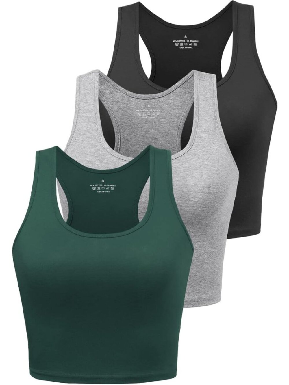 3 Pack Women's Cotton Sleeveless Crop Tops for Yoga, Workout & Casual Wear